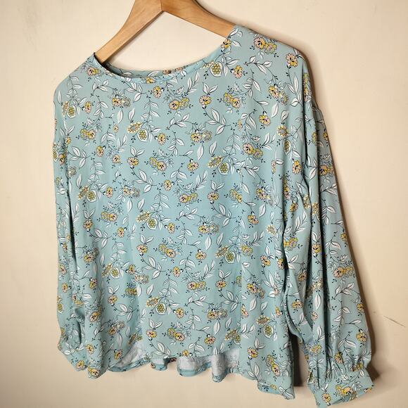 Ann Taylor LOFT Floral Top Balloon Sleeve - Picture 4 of 10